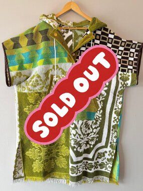 Vintage Retro Handmade Changing Towel Poncho M/L Cover Up Green 70's 60's